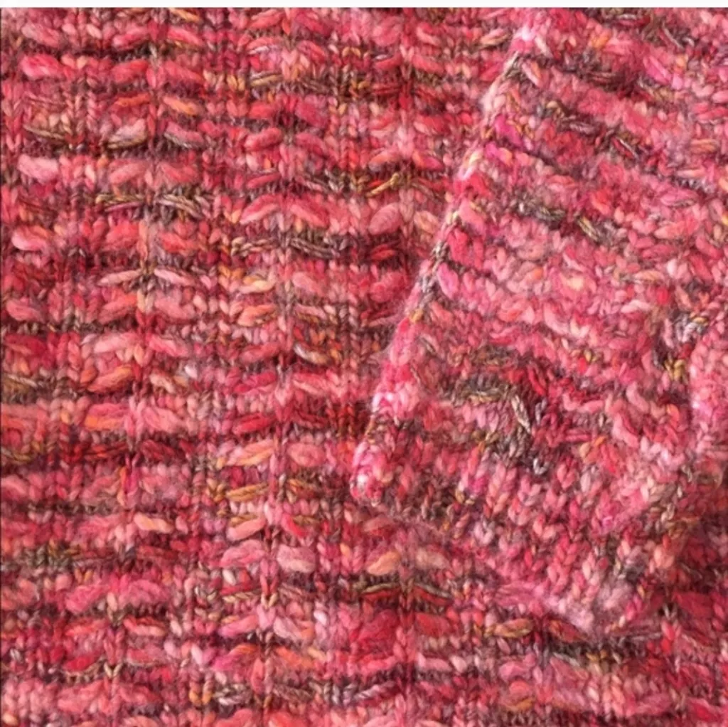 Sundance Pink and Brown Knit Wool blend mulitcolor chunky sweater size medium - Image 3