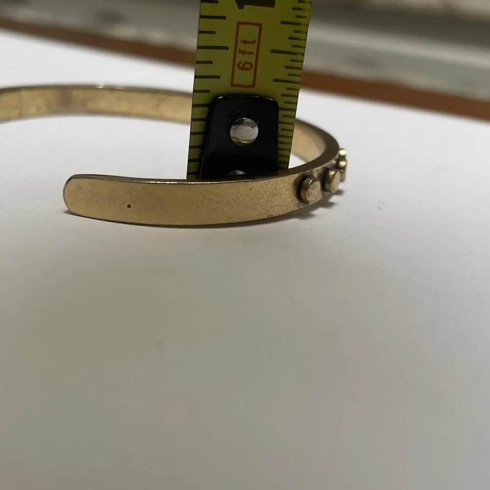 Petite Wrist - Signed J Crew Bangle Bracelet Brassy Gold Tone - Image 11