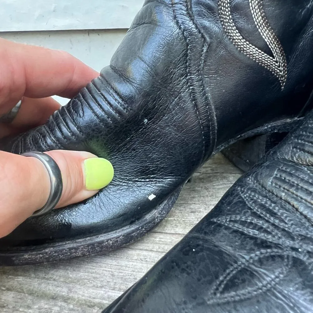 Vintage Tony Lama Black Point Toe Ladies Cowgirl Western Witch Boots H0523 7M - Image 3