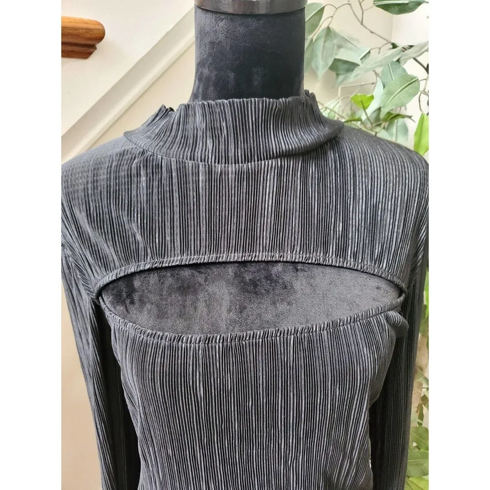 Leith Women Black 100% Polyester Mock Neck Long Sleeve Casual Top Shirt Size XL - Image 2