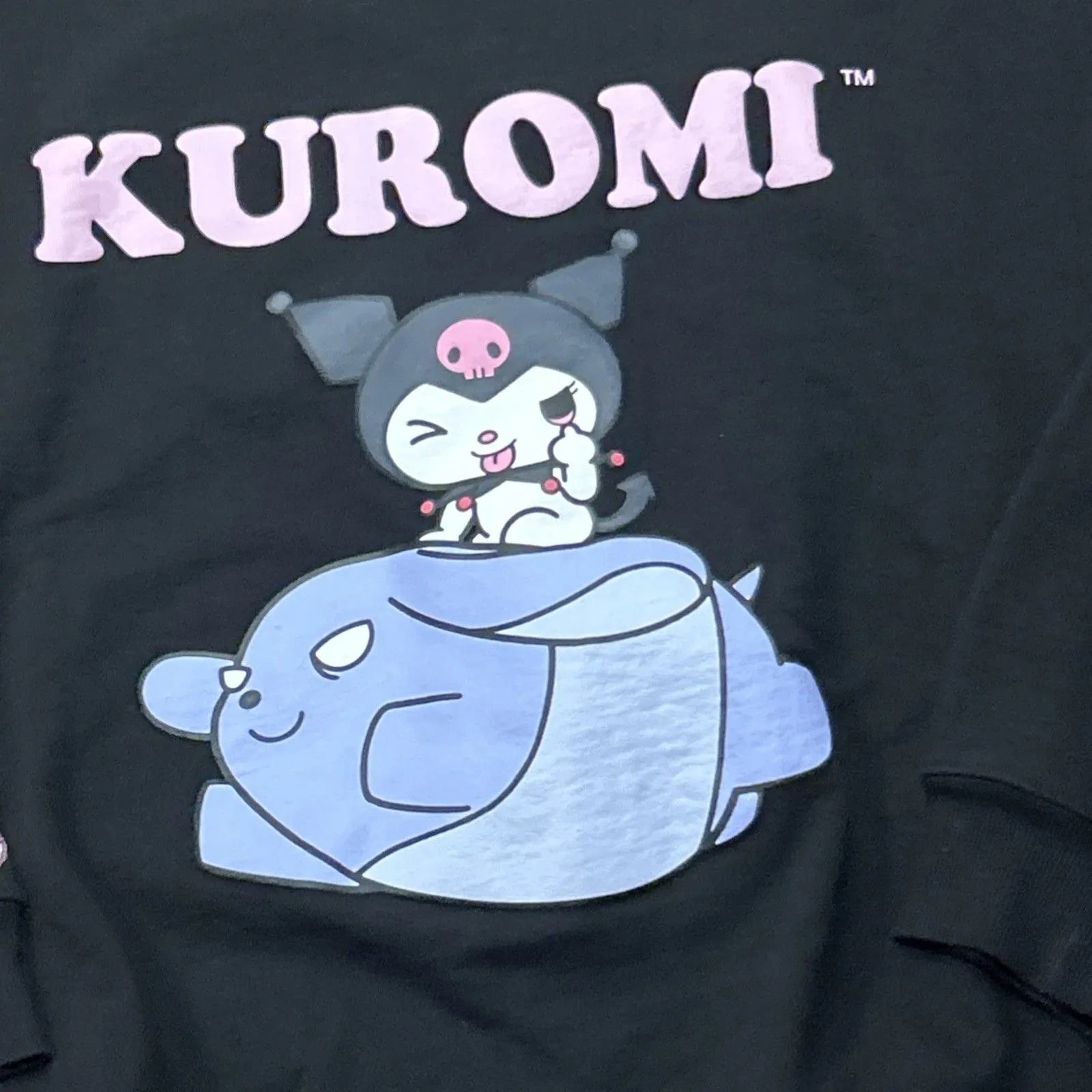 Dumbgood Sanrio Sweatshirt Womens Large Kuromi Double Sided Black Heavyweight - Image 2