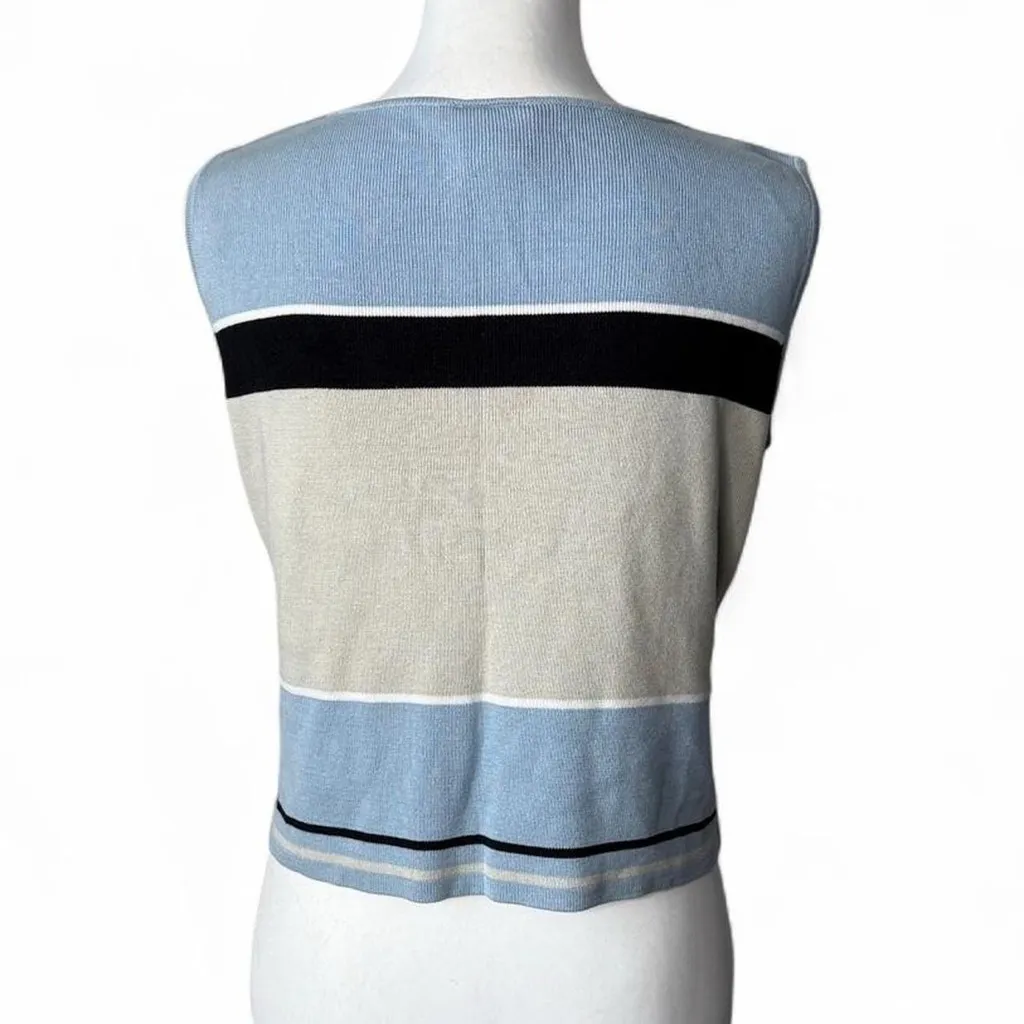 90s Striped Top Blue Size L - Image 3