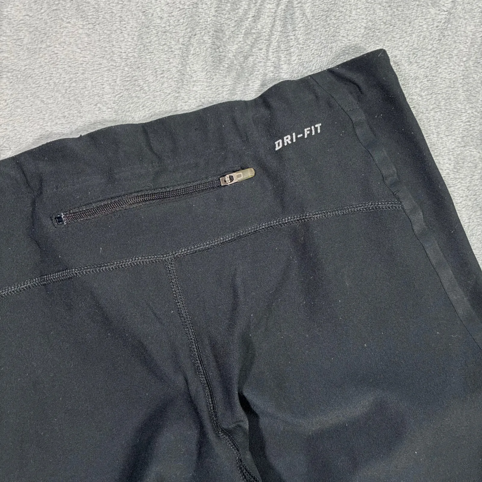 Nike Dri-Fit Women Running Tights Leggings Black Ankle Zippers Logo Size S - Image 6