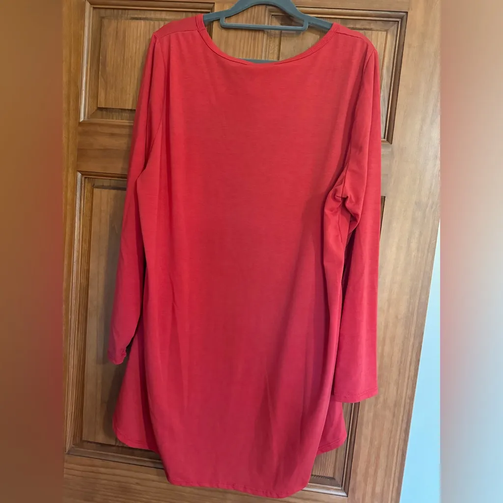 Lularoe Tunic Shirt Women’s 3X Red Lynnae Long Sleeve High Low Top - Image 2