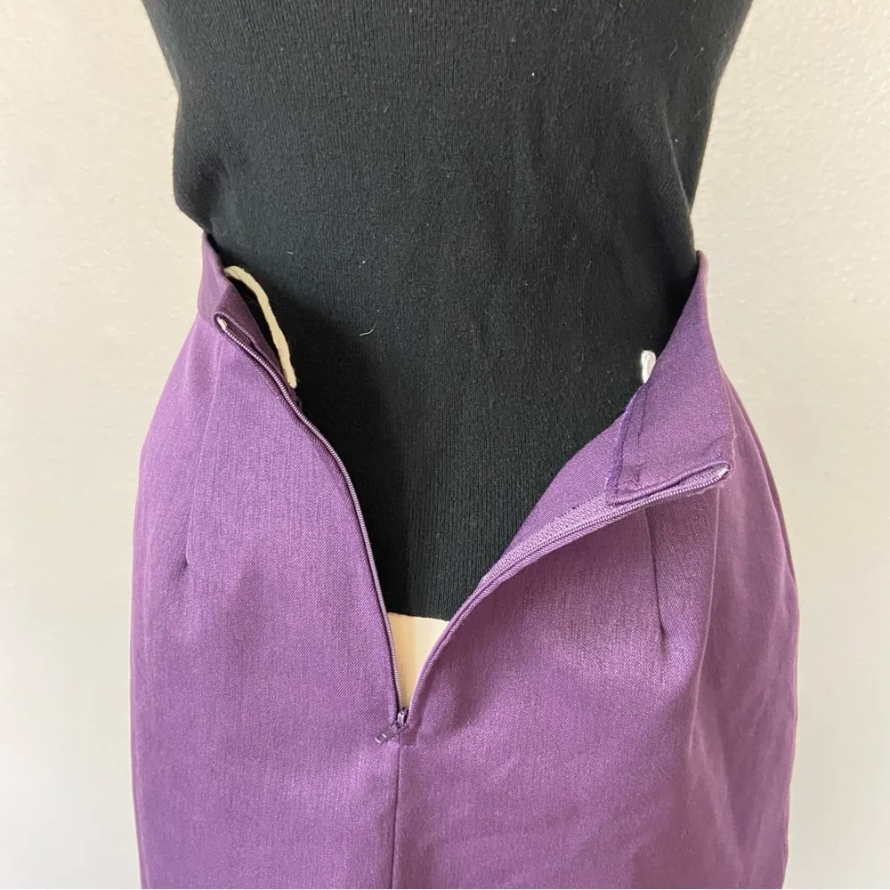 Vintage 80’s Solid Dark Purple Mini Pencil Skirt Size 10 - Image 4