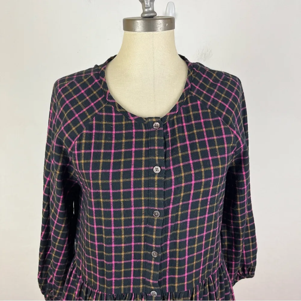 Madewell Plaid Flannel Raglan Button-Front Shirtdress - Image 4