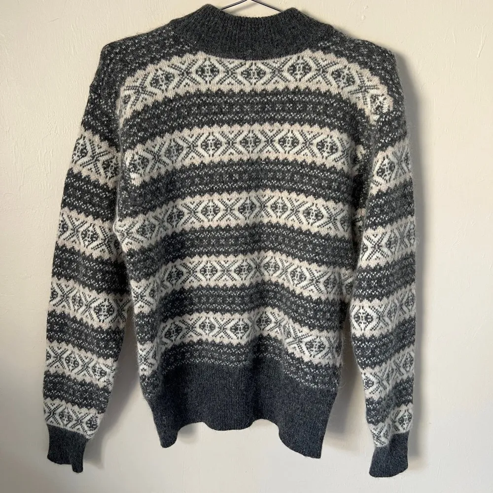 Liz Claiborne Fair Isle Mock Turtleneck Sweater Angora Lambswool Size M - Image 4