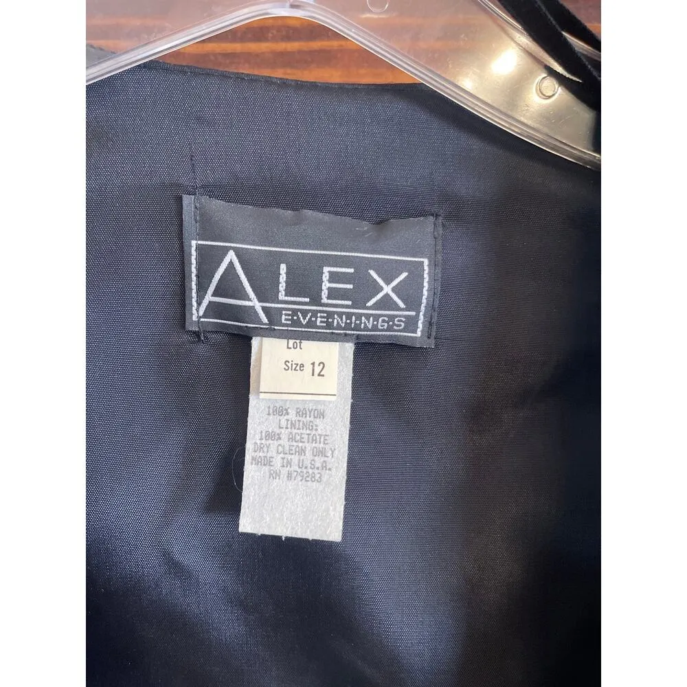 Alex evening’s velvet cocktail dress and gold beaded trim jacket size 12 - Image 4