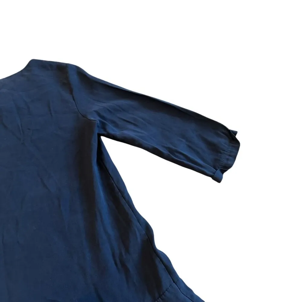 Chloe Collection Navy Blue Mini Dress 3/4 Sleeves Ruffle Pleat Size Large Womens - Image 8