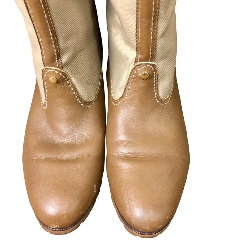 Golo Tan Fabric Equestrian Riding Boots Size 5 - Image 8