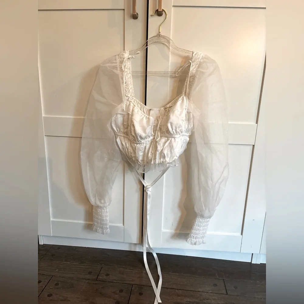 FOR LOVE & LEMONS Gabrielle Top white long sleeve revolve medium - Image 2
