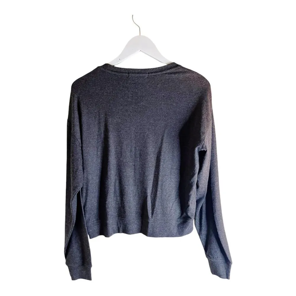 SPIRITUAL GANGSTER Savasana Pullover LOVE Sweatshirt Crew Neck Large Gray EUC - Image 3