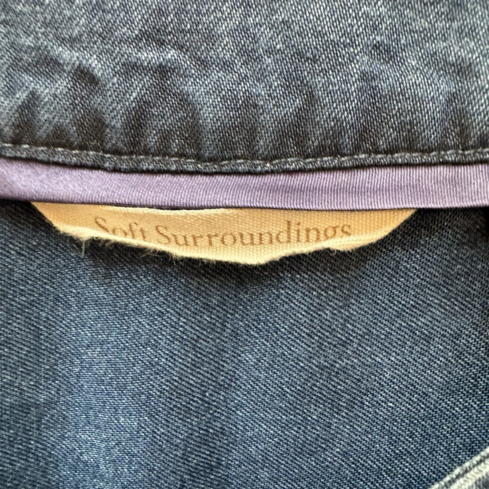 Soft Surroundings Positano Getaway V Neck Shift Dress Sz S Chambray Denim Tencel - Image 4