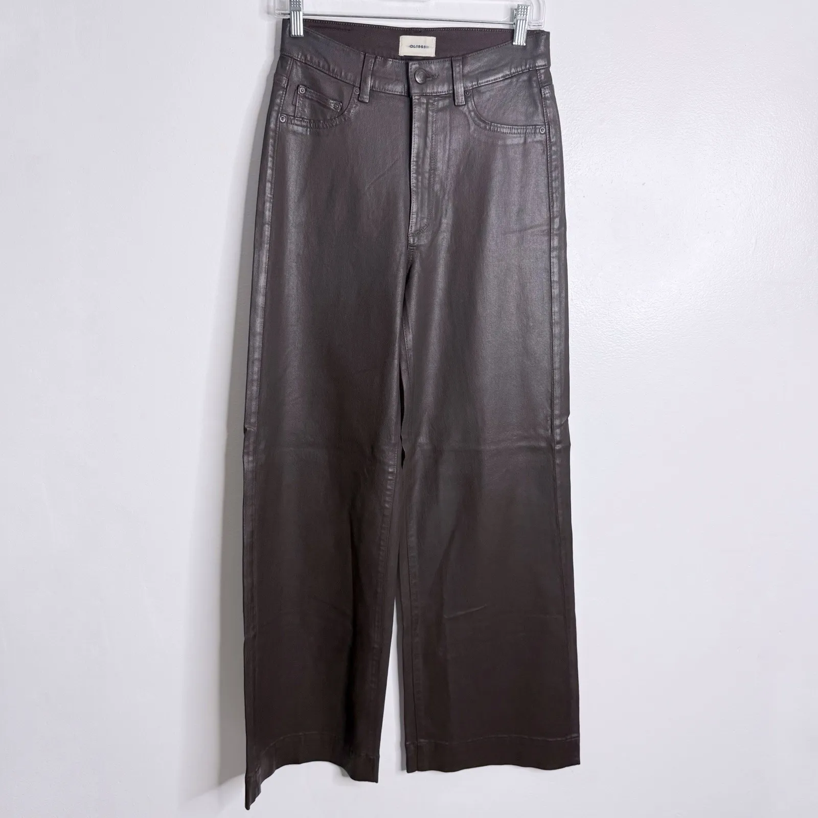 NWOT‎ DL1961 Hepburn High Rise Wide Leg Coated In Mulberry Size 25 - Image 2