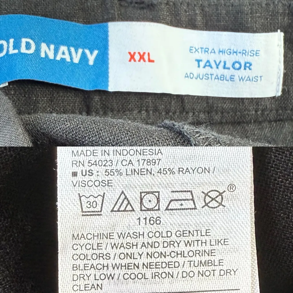 NWT Old Navy Womens Shorts Black Extra High Rise Adjustable Waist Linen Size XXL - Image 9