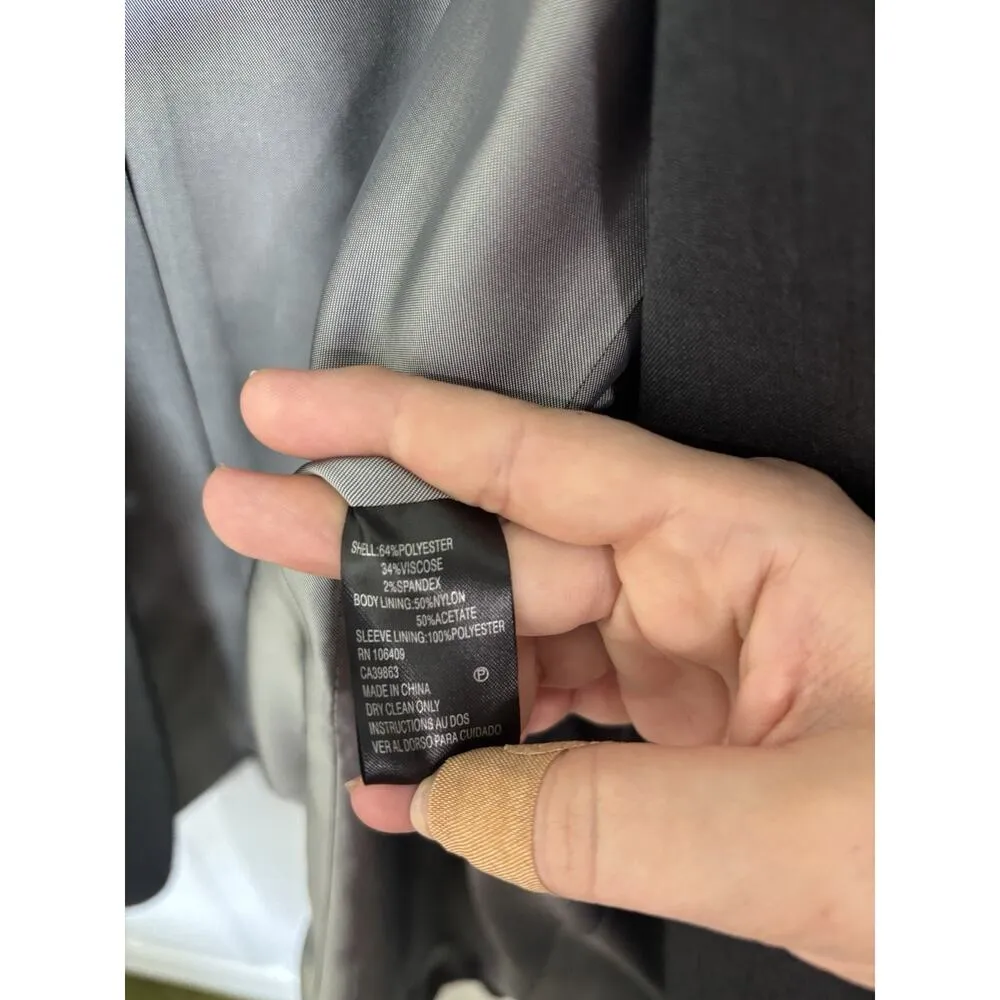 Tahari Women’s Dark Grey Button Blazer Jacket Size 8 Single Breasted One Button - Image 6