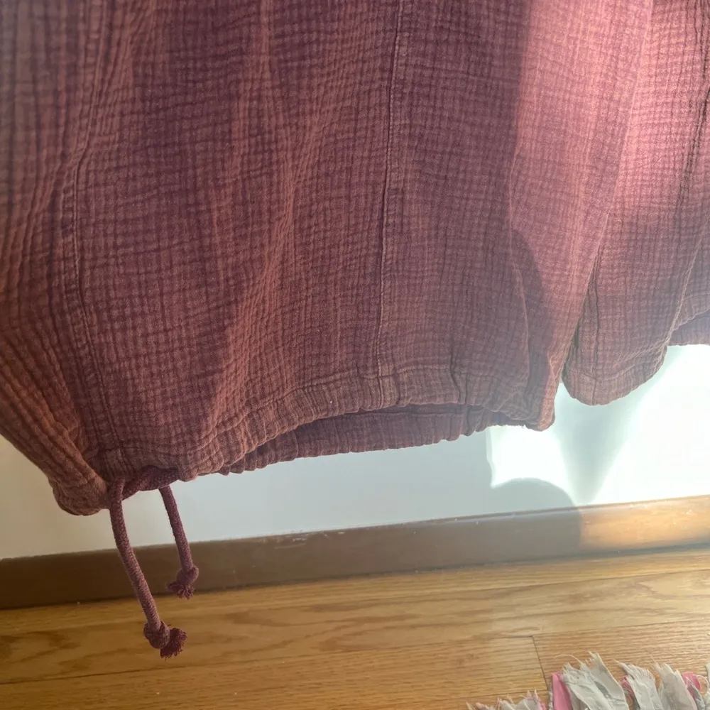 Chocolate Brown Cotton Overalls NWT Red Size M - Image 5