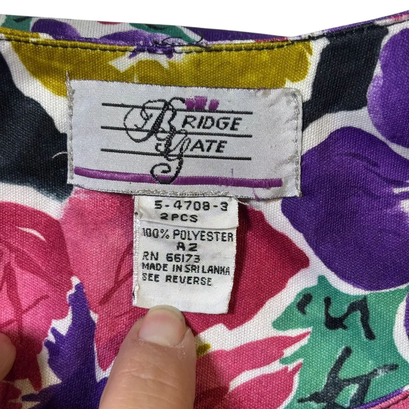 VTG Bridge Gate Floral‎ Print Blouse Bright Colorful Flowers Button Up Jacket Size L - Image 4