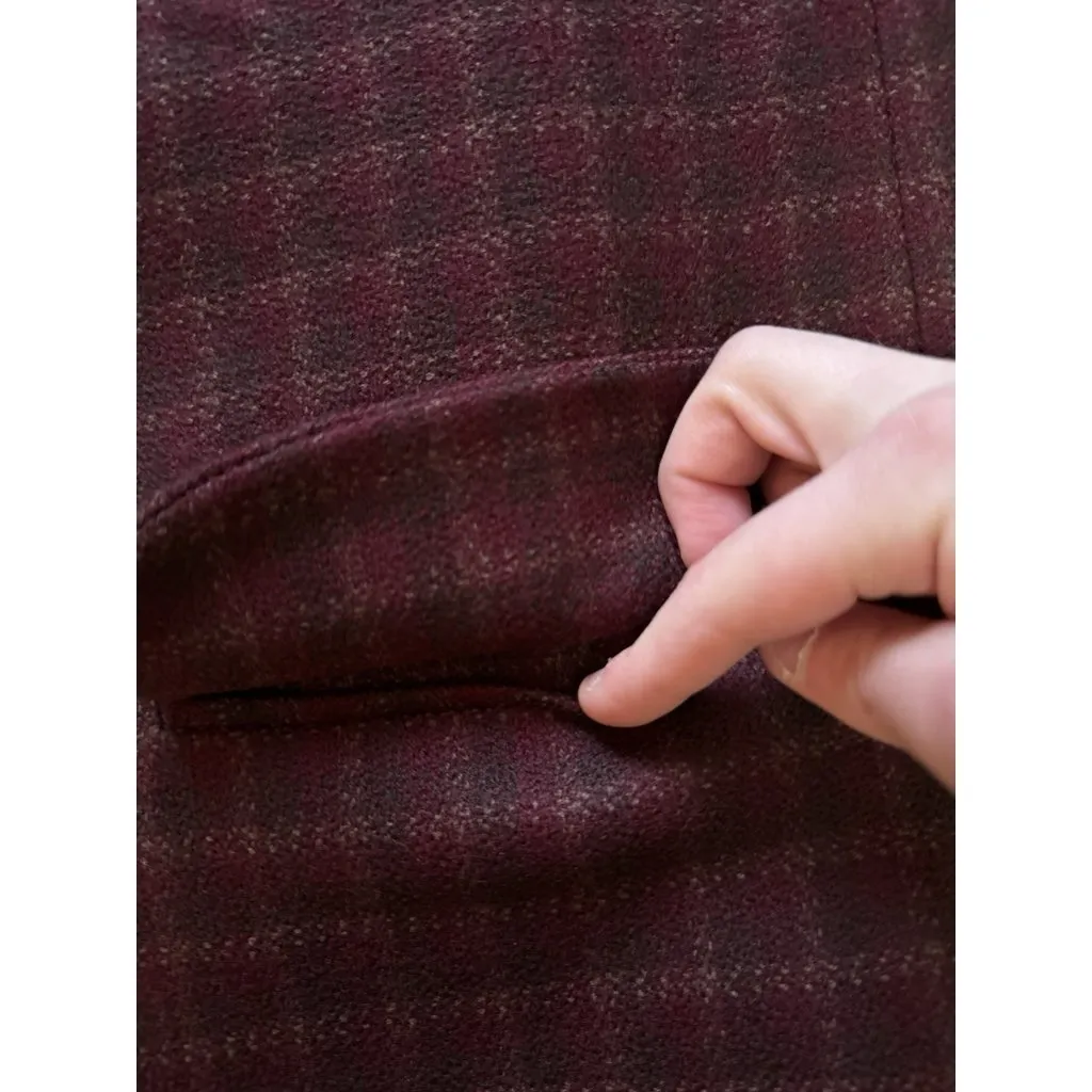 Eddie Bauer Women L Red Tweed Plaid Wool Blazer Jacket Lined Academia Preppy VTG - Image 6