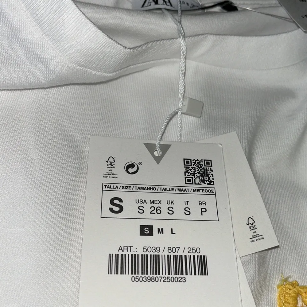 NWT ZARA Crochet Handmade Pocket Short Sleeve T Shirt Small - Image 7