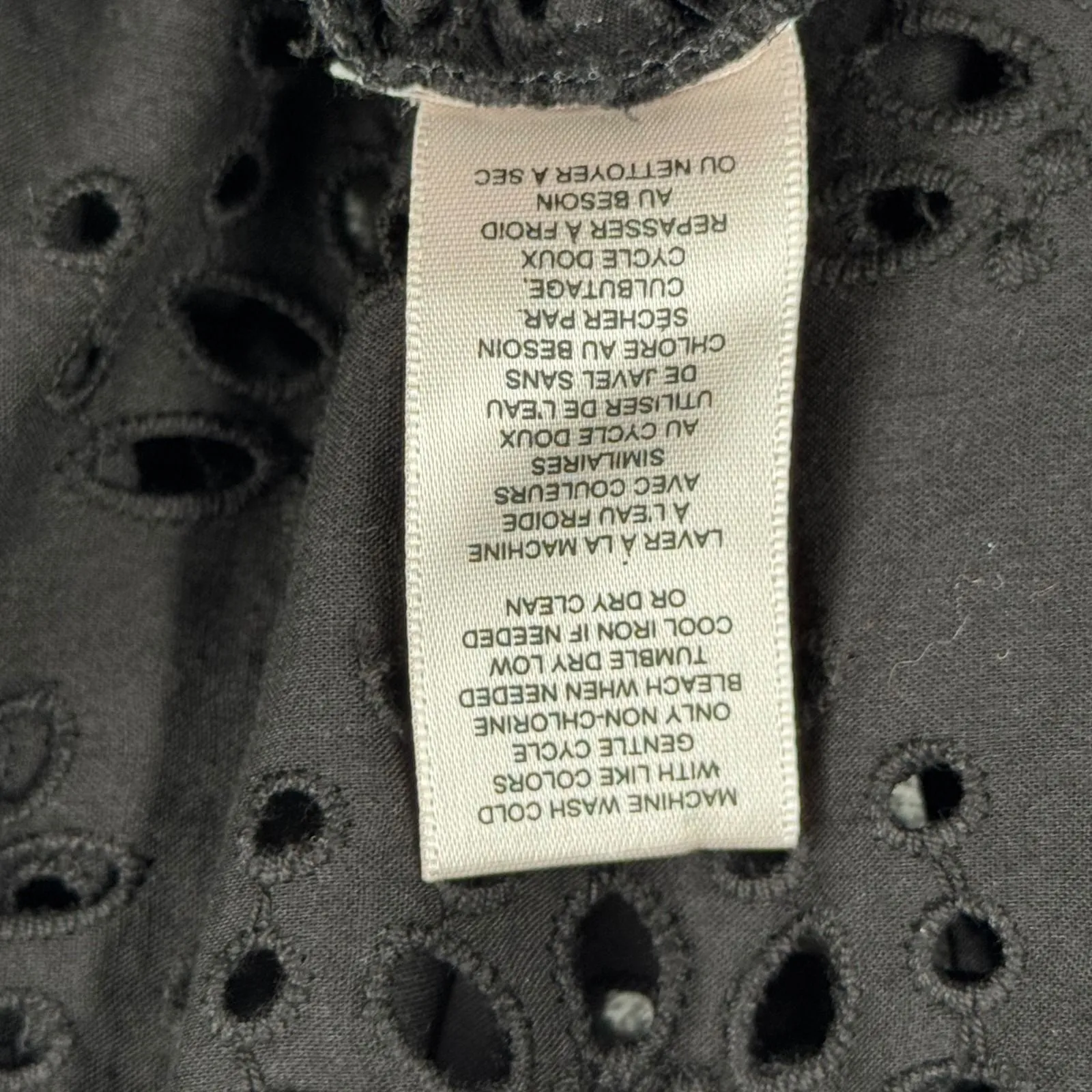 Catherine Malandrino Blouse Black Eyelet Large Dark‎ Boho Whimsigoth Victorian - Image 7