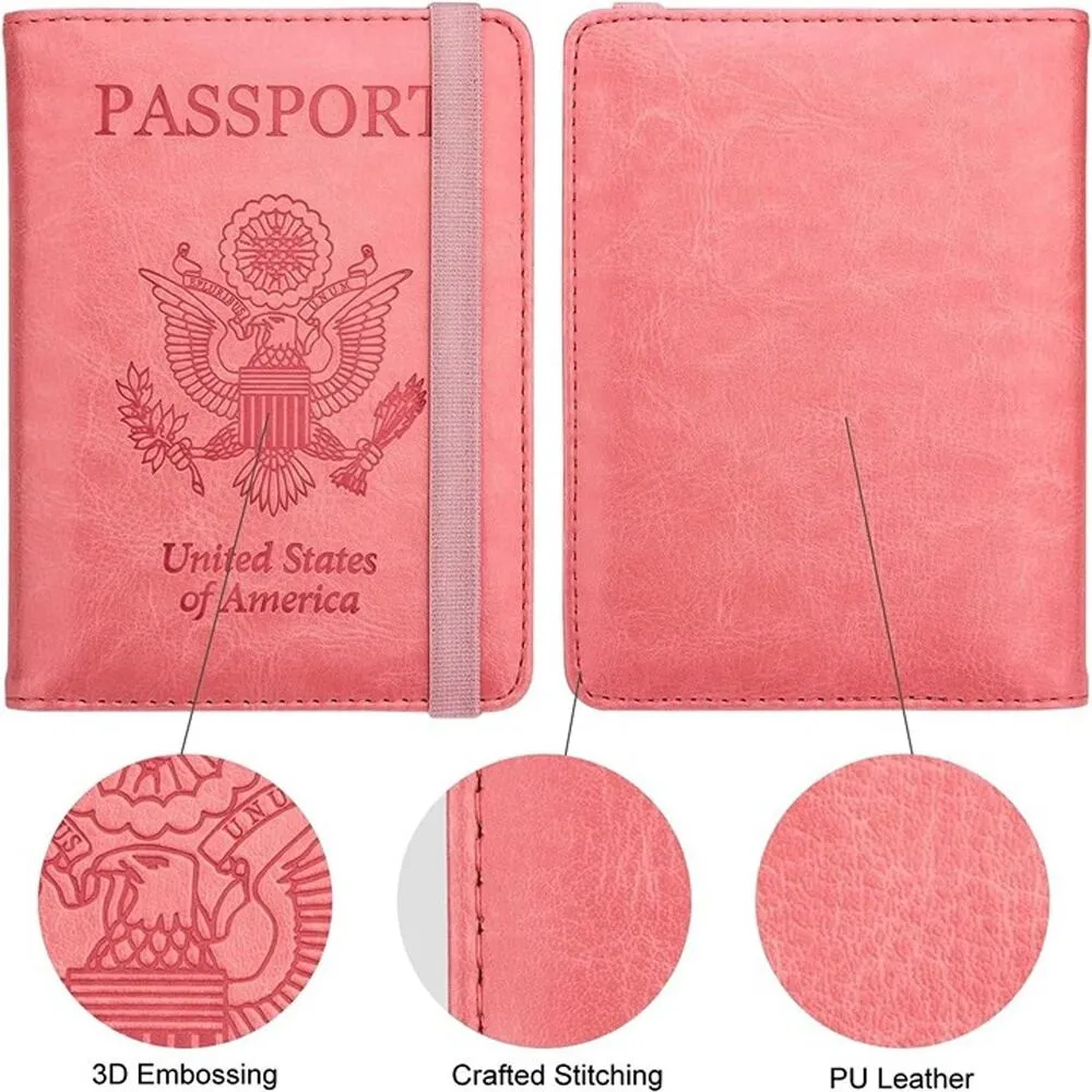 Passport Holder for Travel, RFID Passport Cover Wallet for Women -Pink - Image 6