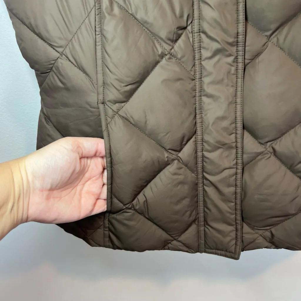Eddie Bauer Goose Down Quilted Puffer Vest Jacket Brown Zip Pockets Womens Small - Image 8