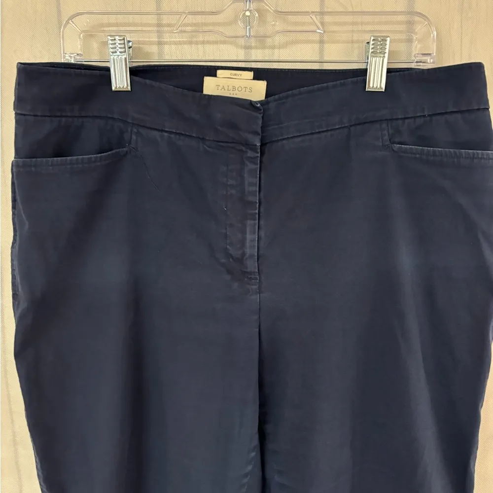 Talbots Womens Navy Blue Flat Front Pockets Casual Capri Size 12 - Image 4