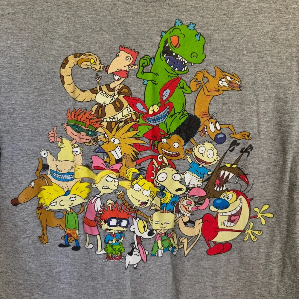 Nickelodeon Gray Graphic 90’s TV Show Collection Short Sleeve Shirt Size Small - Image 2