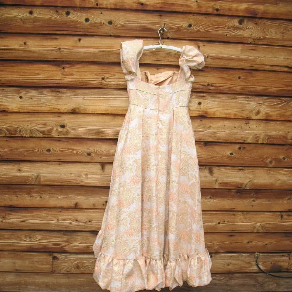 Mac Duggal 68276  Womens FLORAL PRINT PUFF SLEEVE HIGH LOW BROCADE GOWN - Image 10