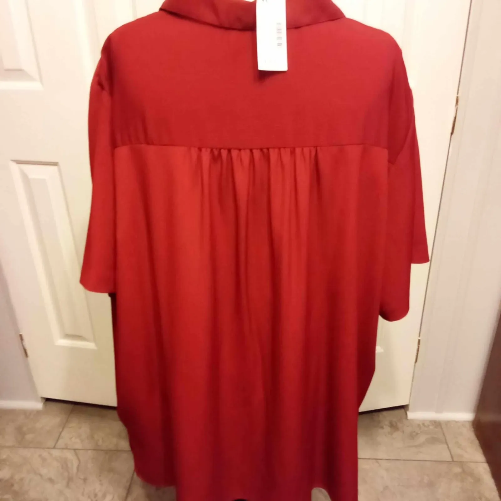A Personal Touch Red Button Front Shirt Dress Style 2000 Plus Size 4X - Image 2