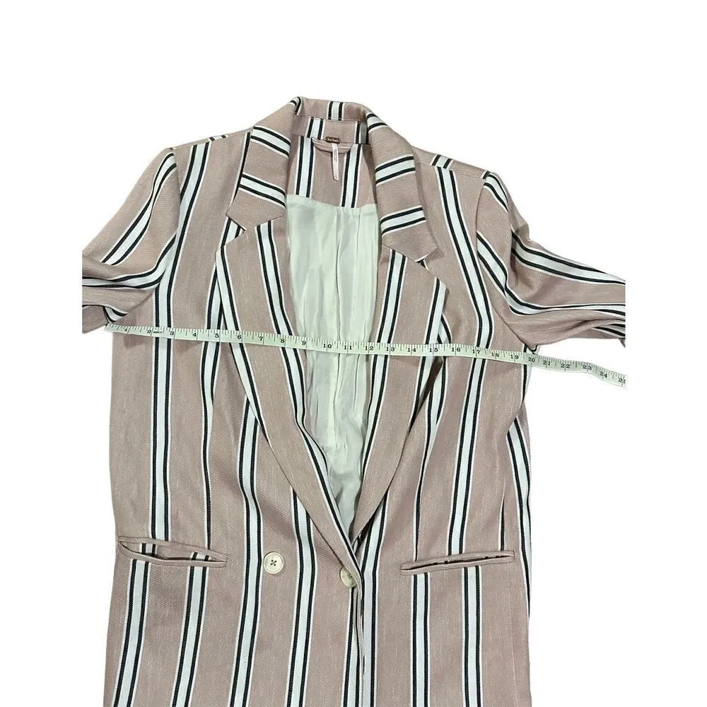Free People Uptown Girl Blazer sz small soft pink combo - Image 9