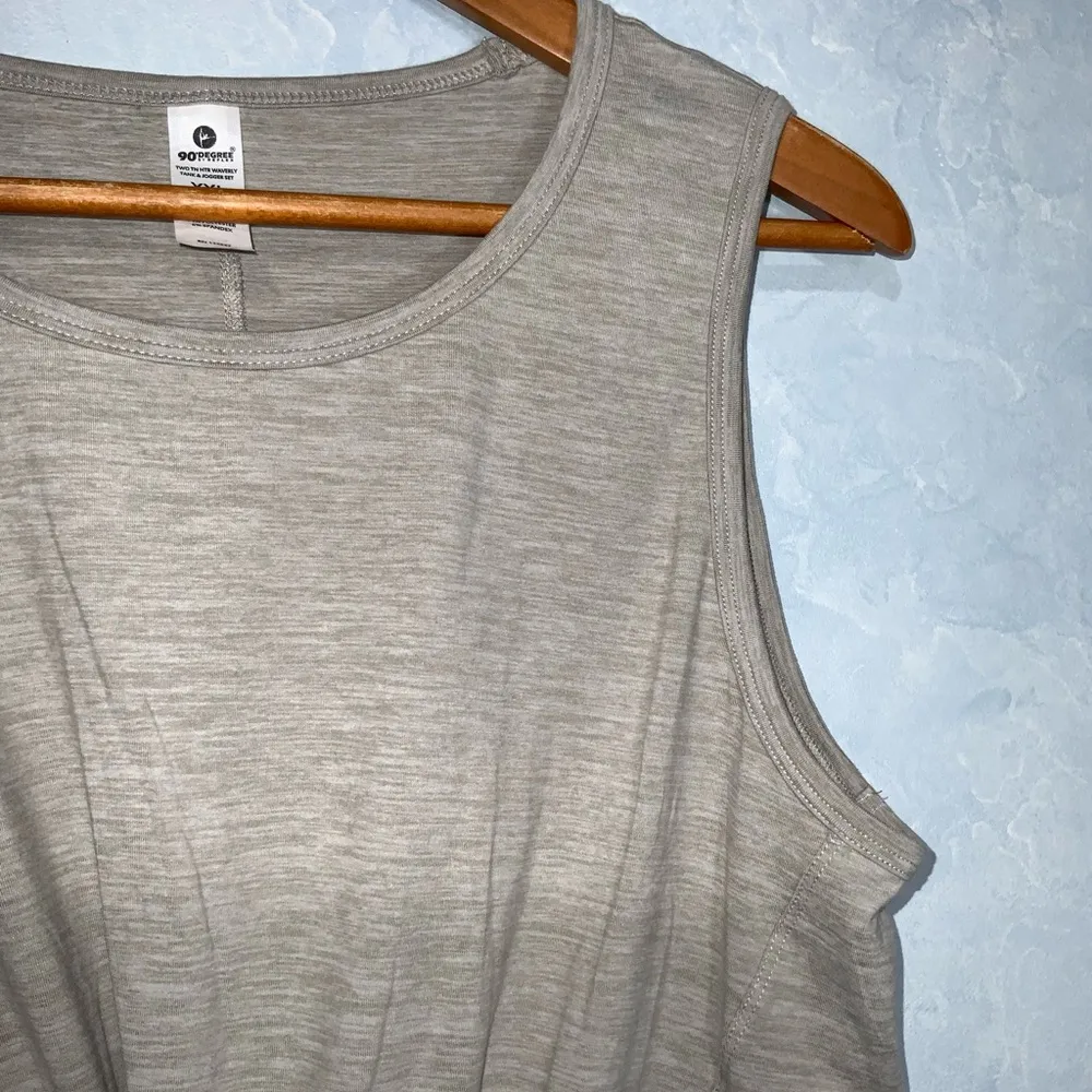 90 Degrees Gray Twist Front Crop Athletic Tank Top Exercise Gym Yoga Fitness XXL - Image 5