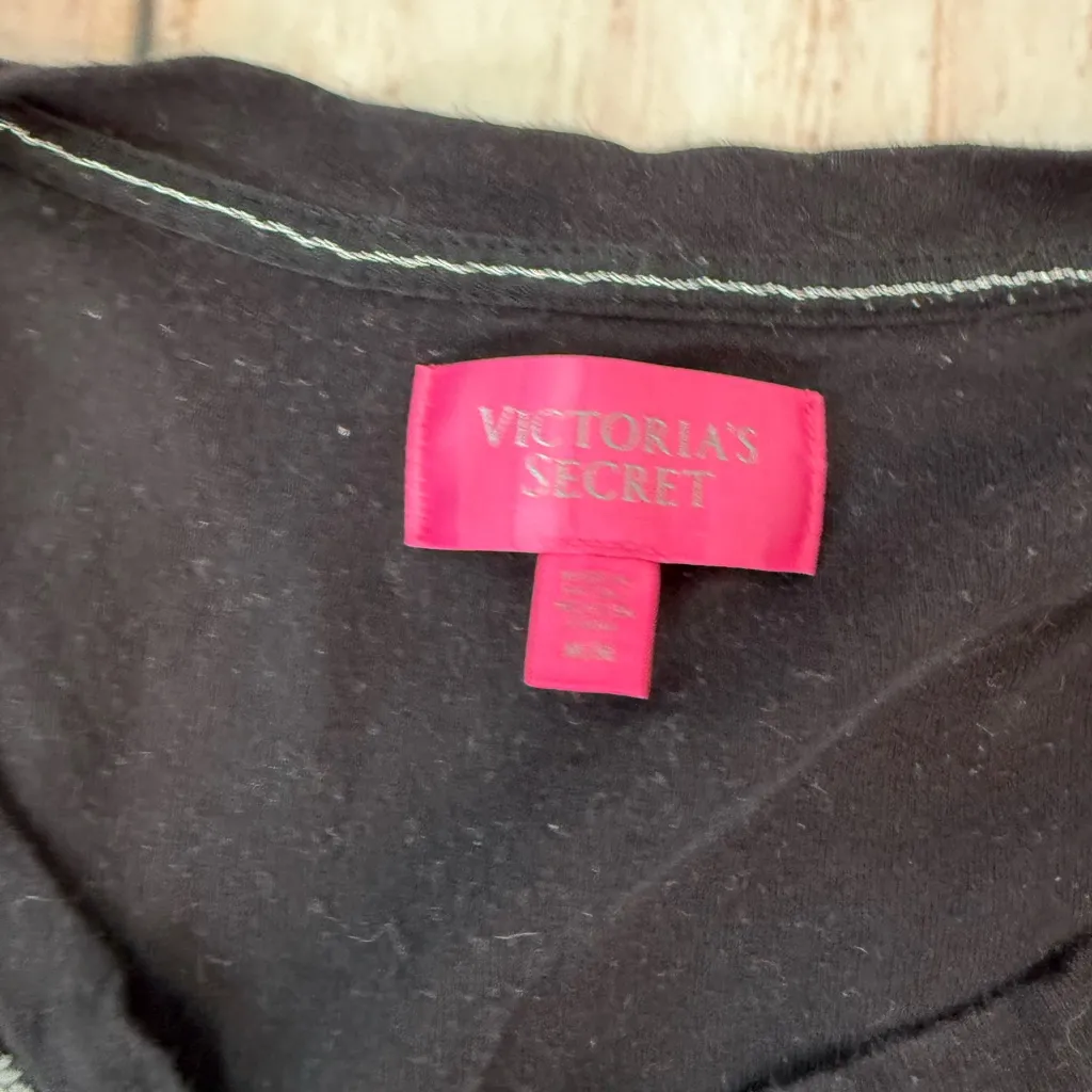 BW25 Victorias Secret Romper Pajama Long Sleeve Striped Thermal Womens Medium - Image 8