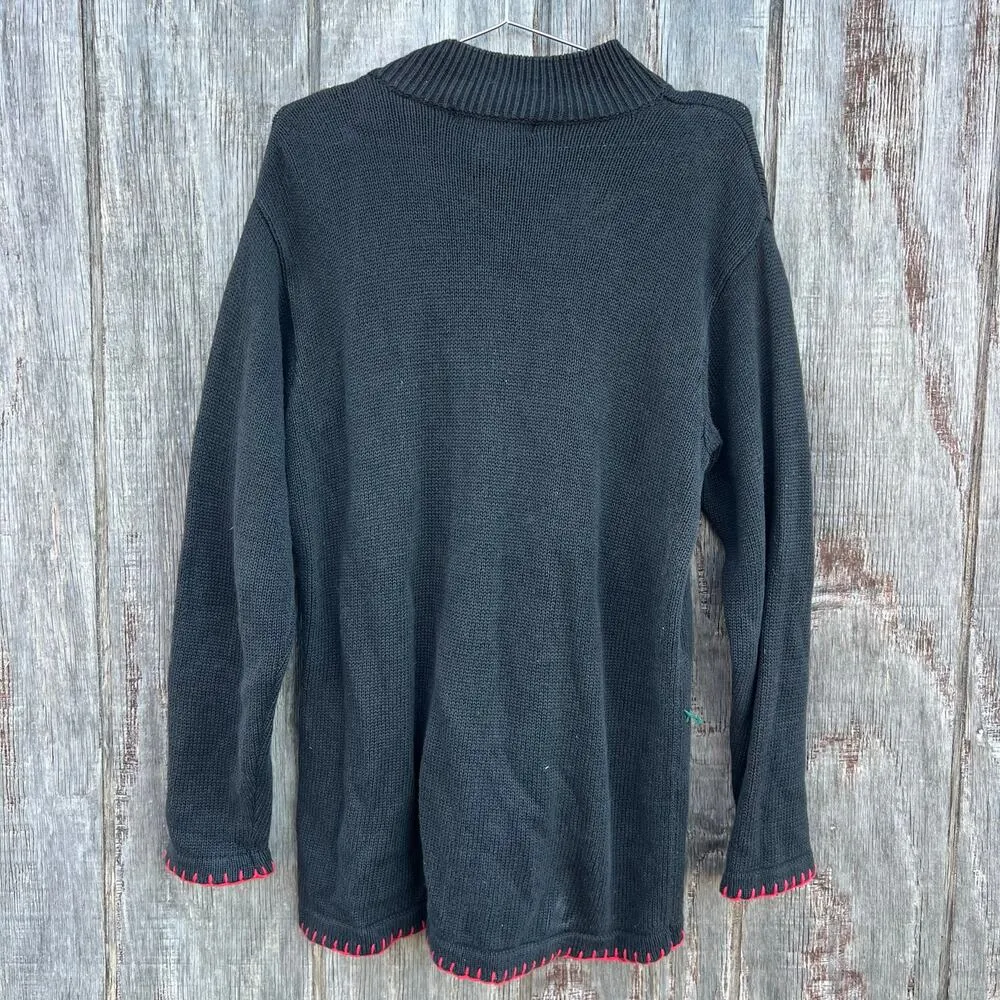Vintage 90s Victoria Jones Ugly Christmas Sampler Sweater Tunic Mock Neck MEDIUM - Image 2