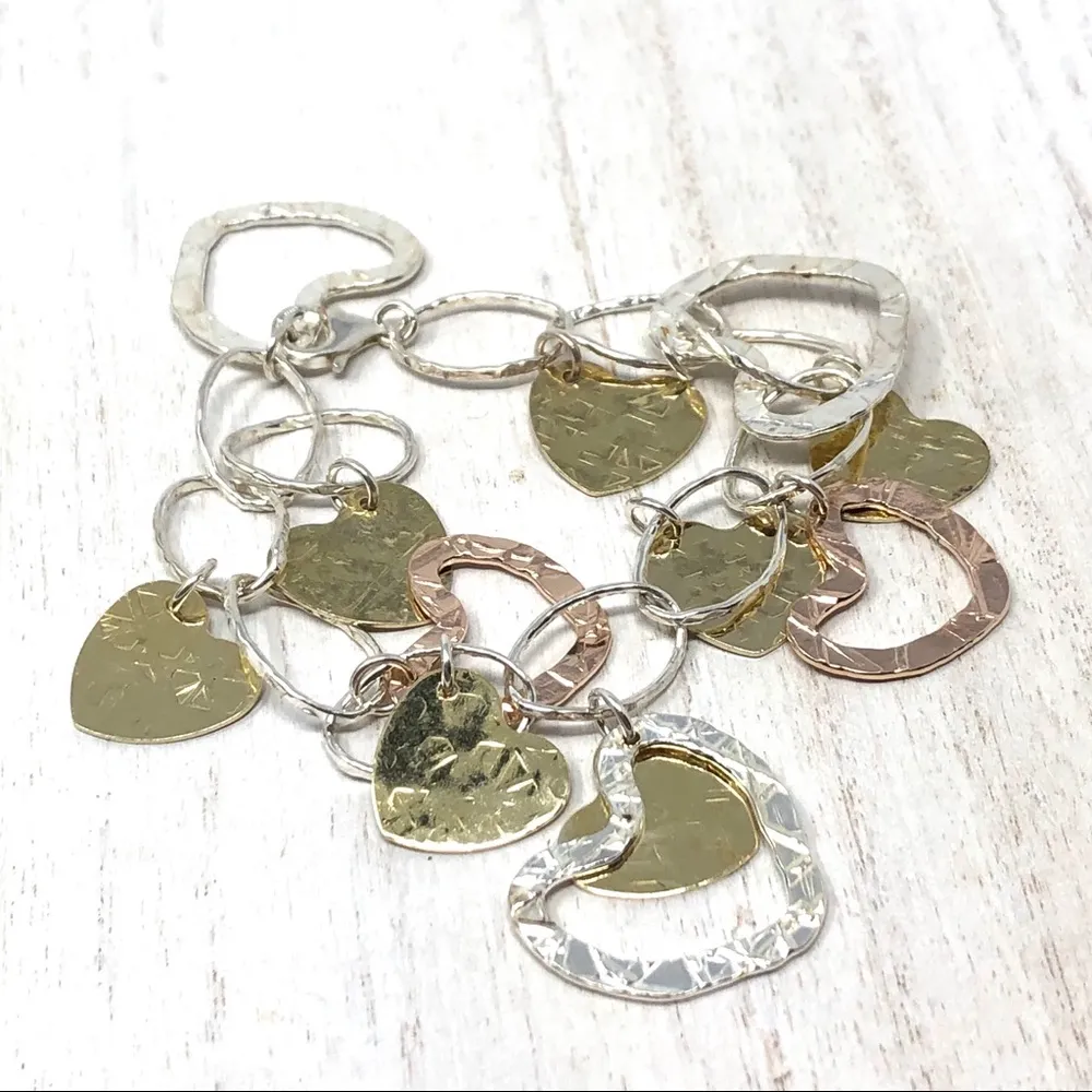 Sterling silver multicolor heart charm bracelet, 29.1g - Image 9