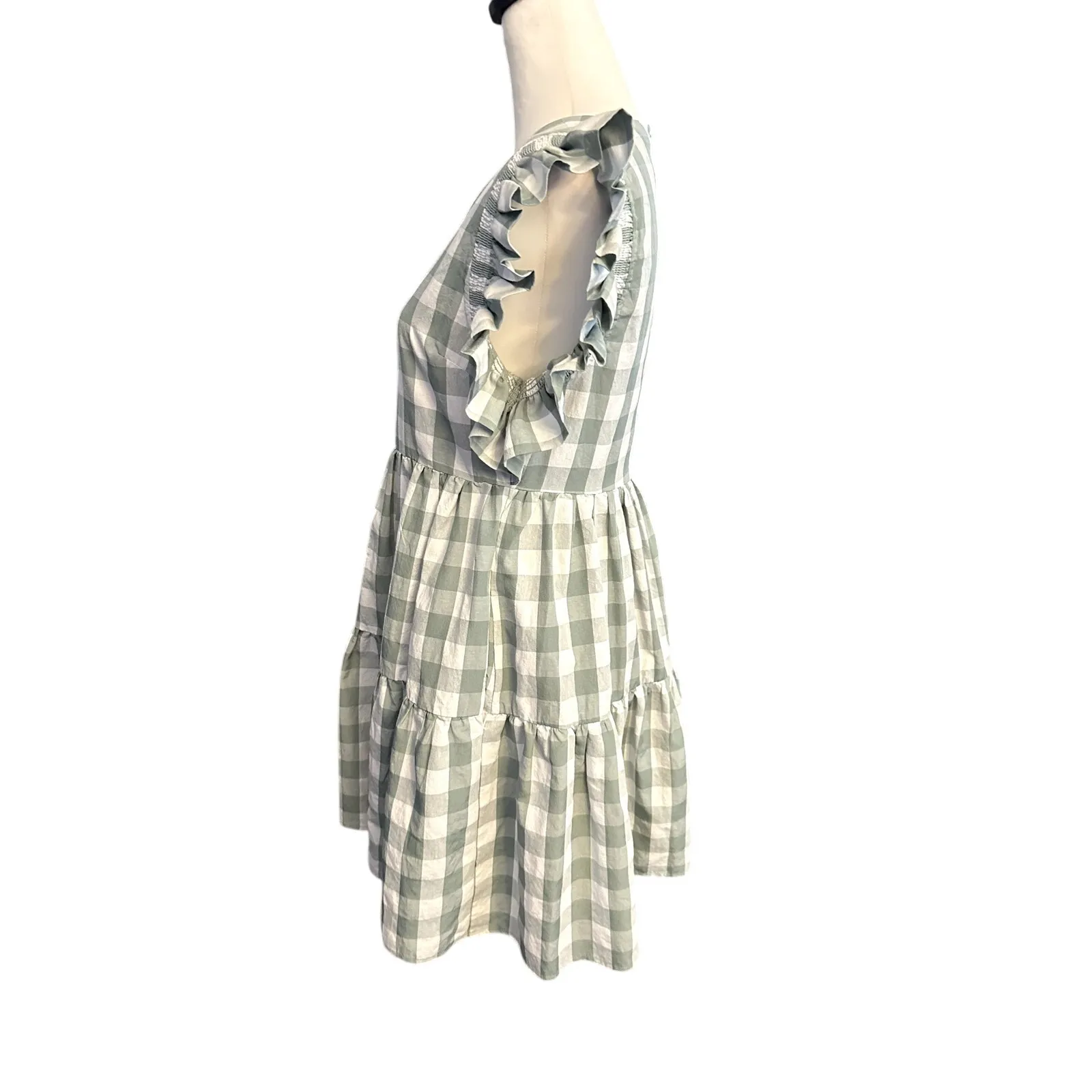 English Factory Green and White sleeveless dress Medium - Image 2