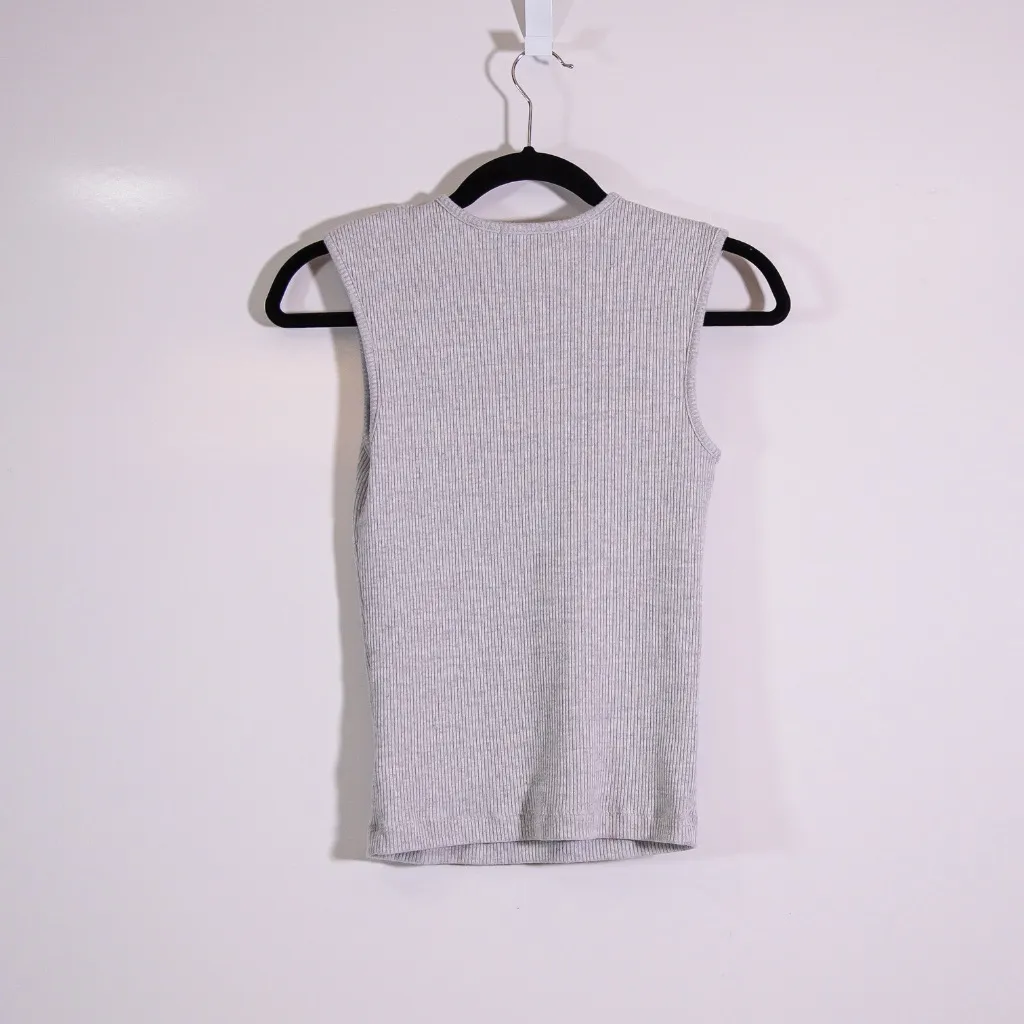 Agolde Women's Binx Crew Neck Sleeveless Ribbed Knit Tank Top Gray Small - Image 4