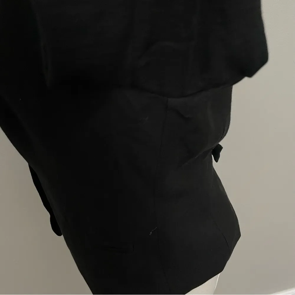 Lauren Conrad Blazer Cropped Ruched 3/4 Sleeves Bow Back Career Work Suit Black - Image 7