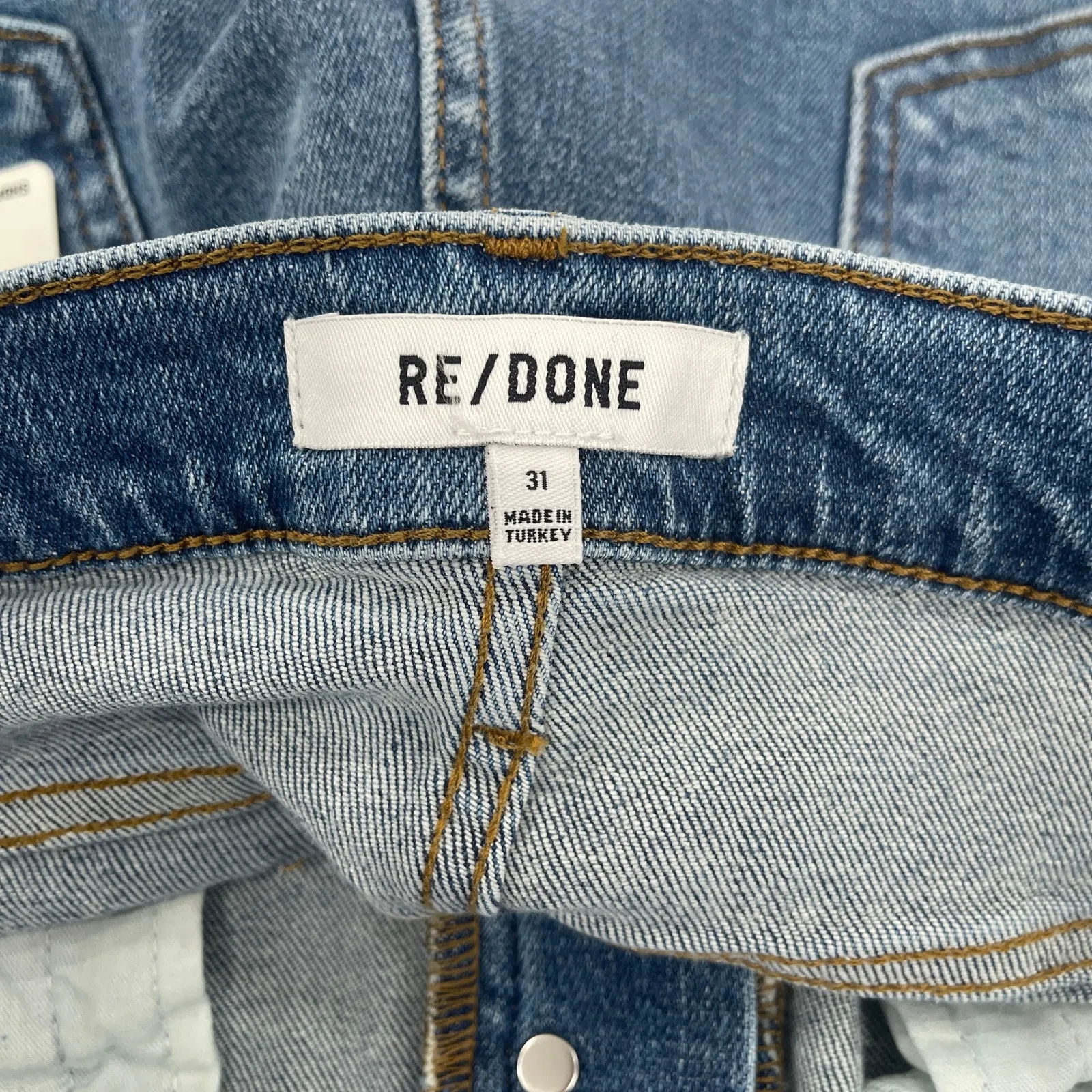 Re/Done Women's Size 31 Stove Pipe 70s Jeans Indigo Storm Blue Straight Leg NWT - Image 5