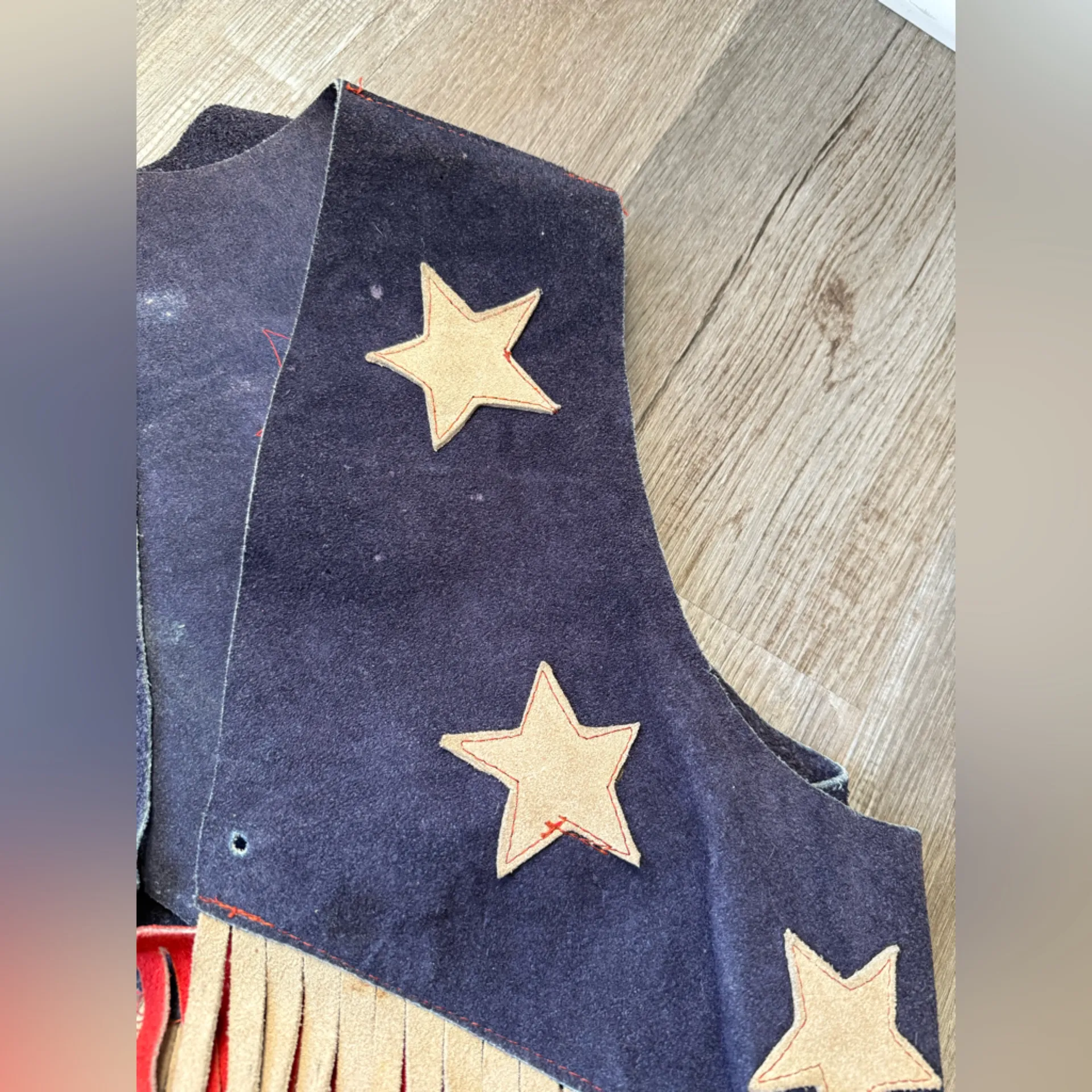 VTG 1960's 70's Woodstock Fringe Vest RARE Rock Hippie Stars Patriotic Red Blue - Image 16