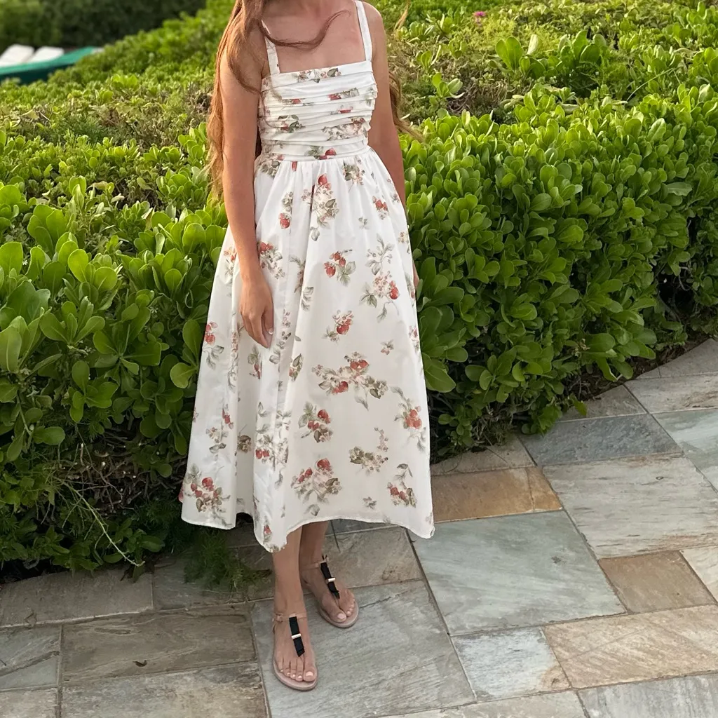 NEW Abercrombie & Fitch Emerson Poplin Midi Dress in Strawberry Print - Image 4