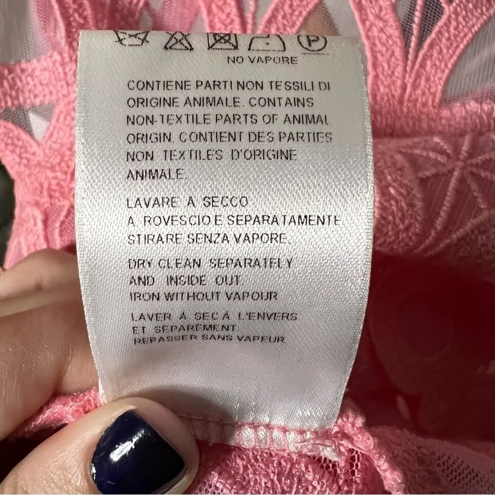 Dondup Camica Prunella Embroidered Mesh Pink Crop Top 44 Size L - Image 7