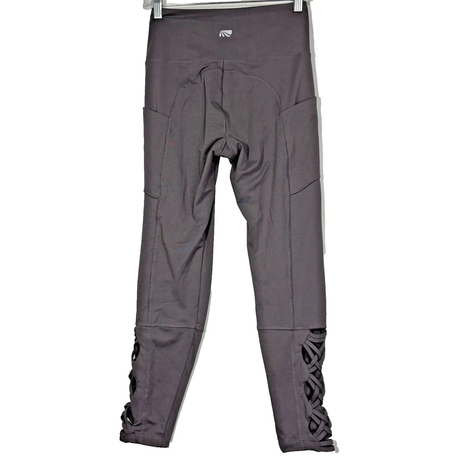 Marika 7/8 Legging Womens S Criss Cross Lower Side Panel Gray Yoga Lounge Pocket - Image 7