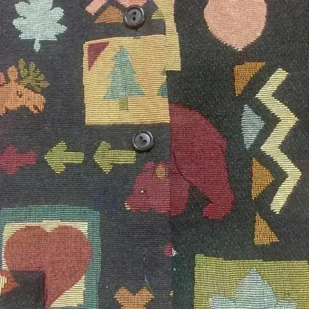Vintage tapestry vest Camping Mountain Life Size Large Black - Image 4