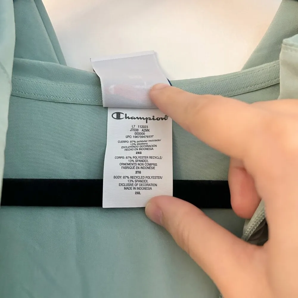 Champion Women's Court Jacket, Moisture-Wicking, C Logo in Sheer Water Teal 2X - Image 11