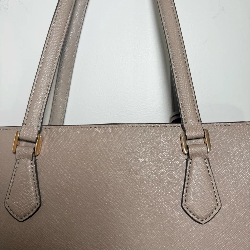Tory Burch Gray Leather Tote Bag EUC - Image 7