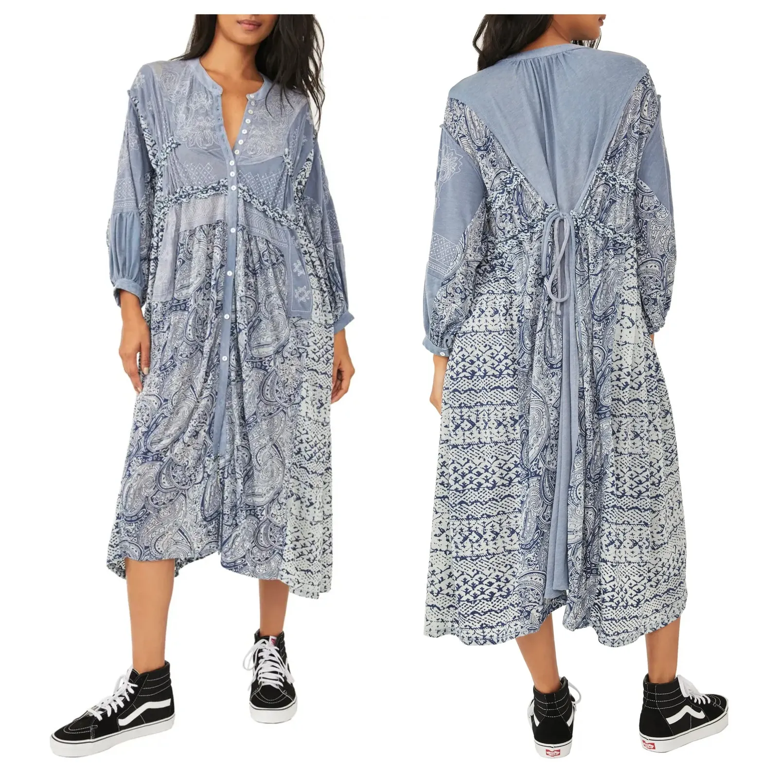 Free People Oh My Mix Print Long Sleeve Dress Duster Size Small - Image 12