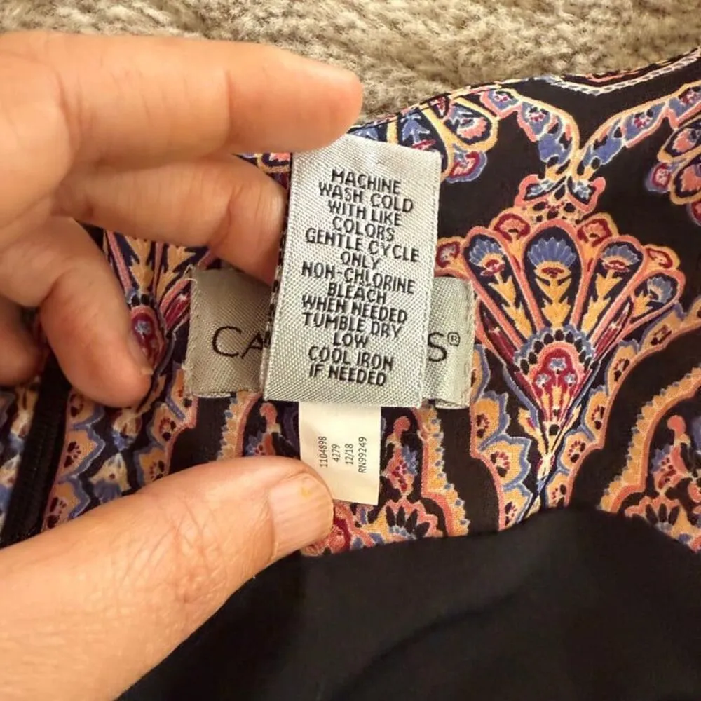 Catherines Women Dress Plus 1X Colorful Flowy Chiffon Feminine Boho Hippie Relax - Image 4