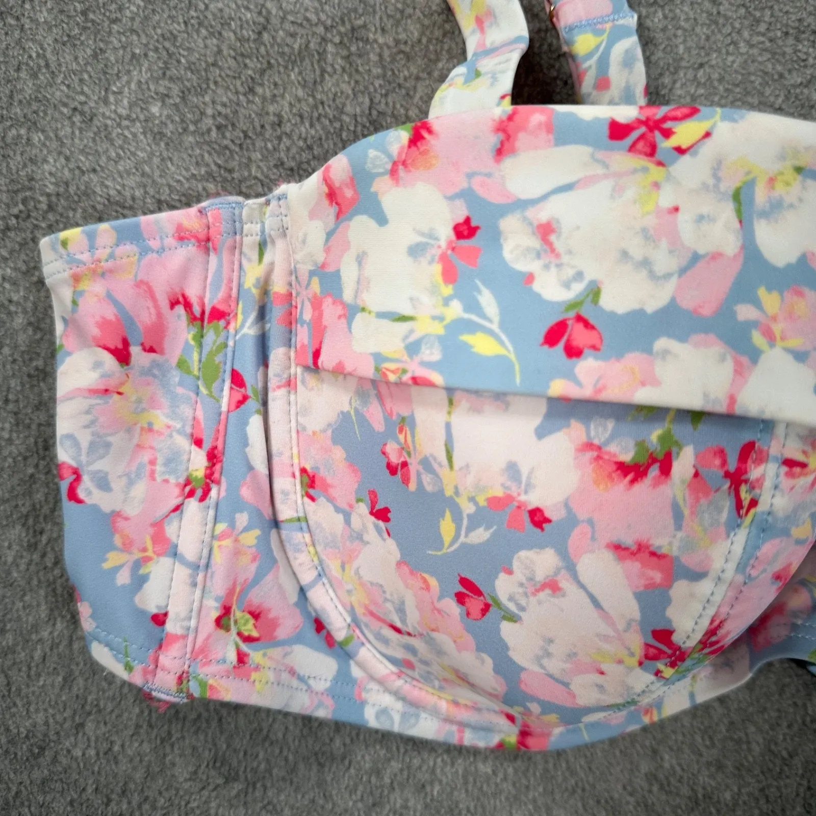 Adore Me Vivien Blue Floral Bikini Swim Top Women's 40DD Underwire Pink Beach - Image 3